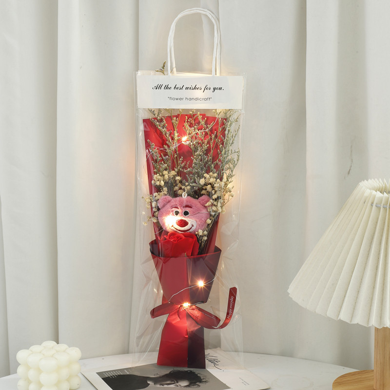 Festival de la diosa Sanba Nueva fresa en bolsas muñeca del oso Rosa jabón seco ramo regalo para la novia y esposa