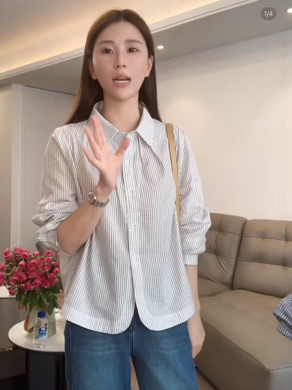 爆款设计感条纹衬衫外套女装2025秋季流行时尚减龄巨好看休闲上衣|undefined