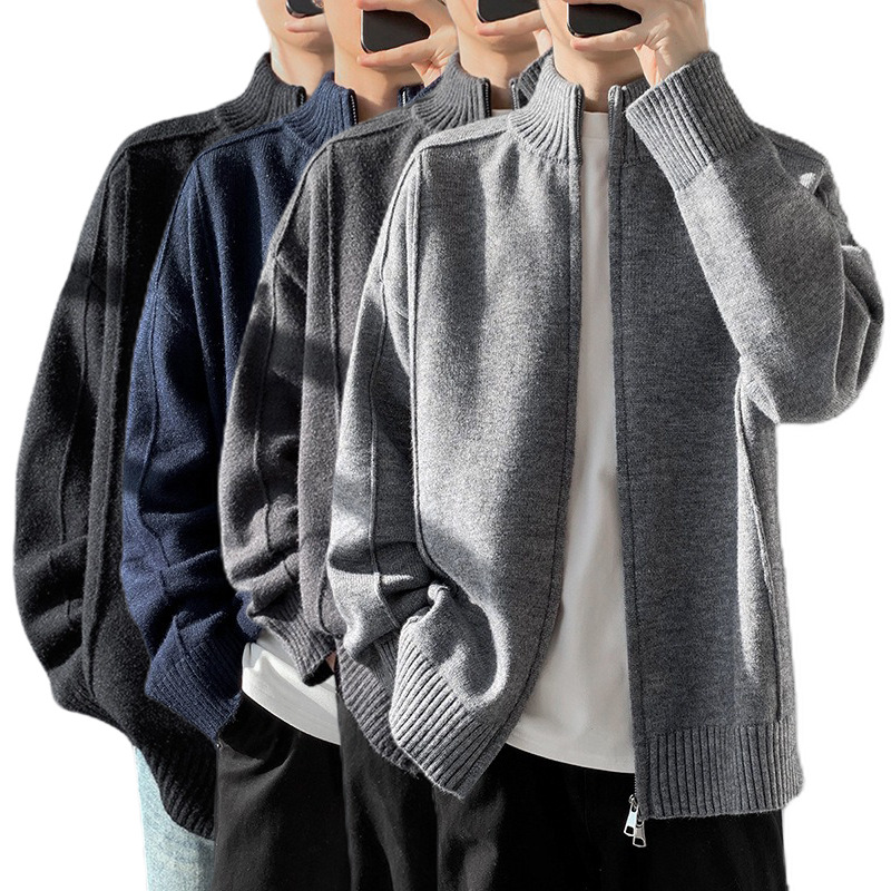 Explosiones transfronterizas de tamaño grande europeo cardigán chaqueta jersey suéter hombre de alta calidad línea textural fábrica al por mayor