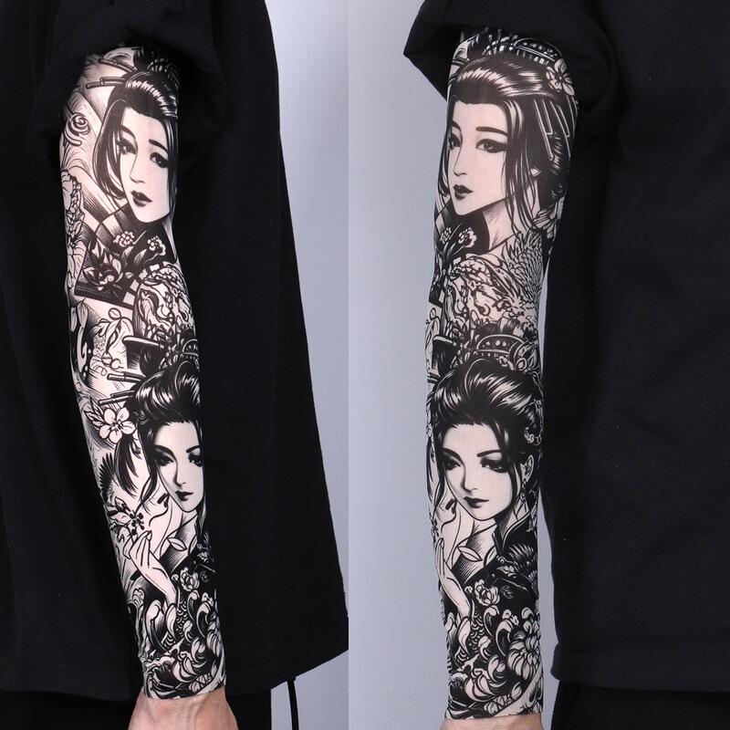 【Ultra-thin and Seamless】Tattoo-style arm sleeves for sun protection, suitable for men and women, for summer cycling and outdoor activities, made of ice silk 【Ultra-thin and Seamless】Tattoo-style arm sleeves for sun protection, suitable for men and women, for summer cycling and outdoor activities, made of ice silk
