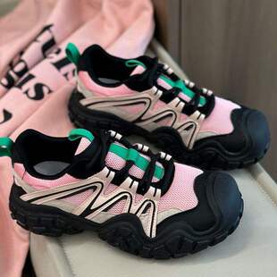 Ugly Daddy Shoes Women's 2025 Summer New Mesh Breathable Casual Shoes Hiking Shoes Lightweight Running Sports Shoes