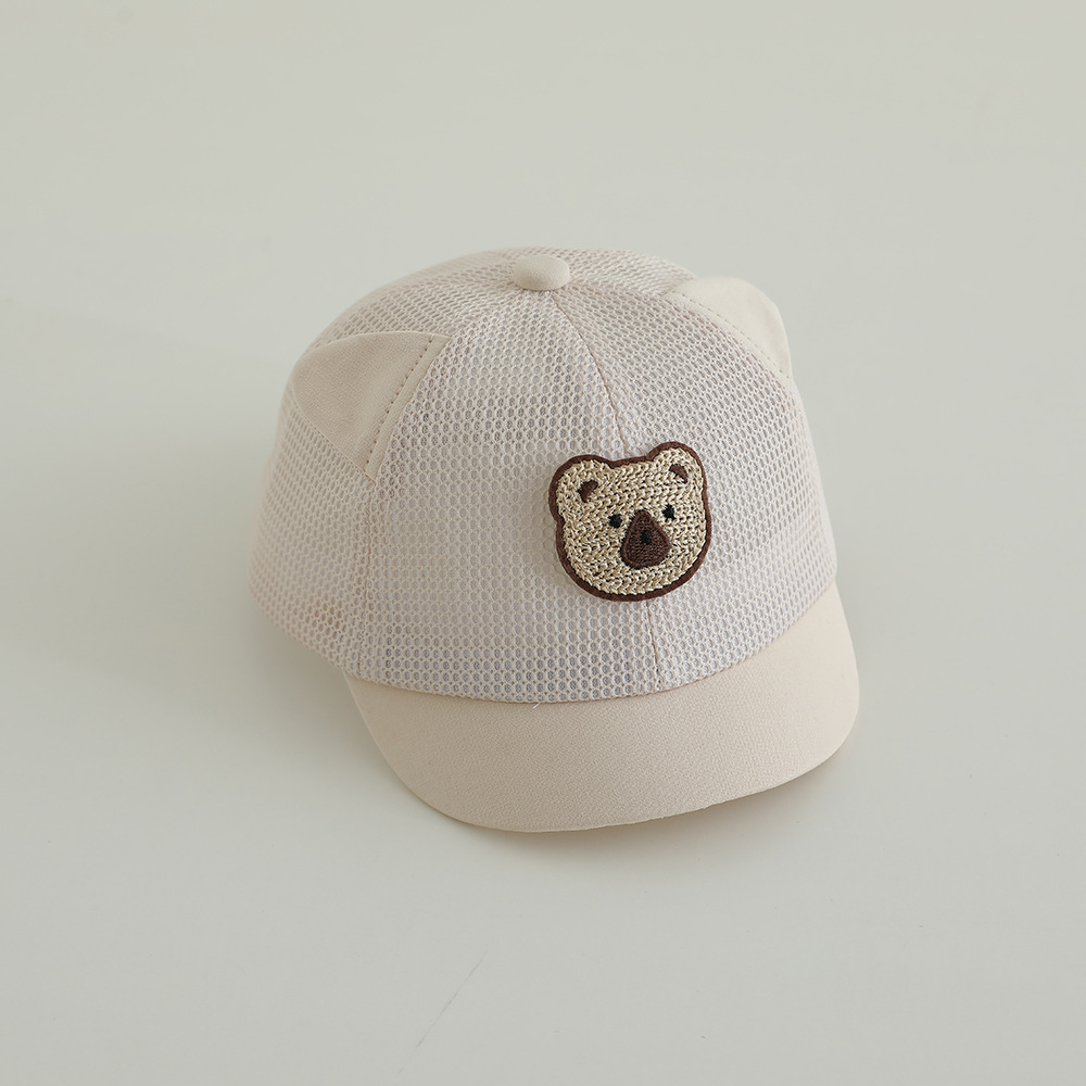 Sombrero de bebé lindo, gorra de verano, gorra de red, gorra de béisbol de oso de dibujos animados, gorra para el sol de malla completa transpirable para niños