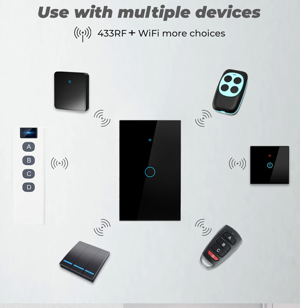 Tuya Akıllı Anahtar ABD/Avustralya Standardı Alexa Sesli Kontrol Tek Nötr Evrensel WiFi Akıllı Anahtar Paneli
