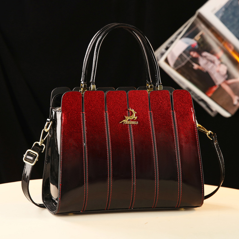 New Patent Leather Versatile Women's Bag, Middle-Aged Mature Mother's Bag, Shoulder Crossbody Handbag, Bright Leather Fashion Bag New Patent Leather Versatile Women's Bag, Middle-Aged Mature Mother's Bag, Shoulder Crossbody Handbag, Bright Leather Fashion Bag