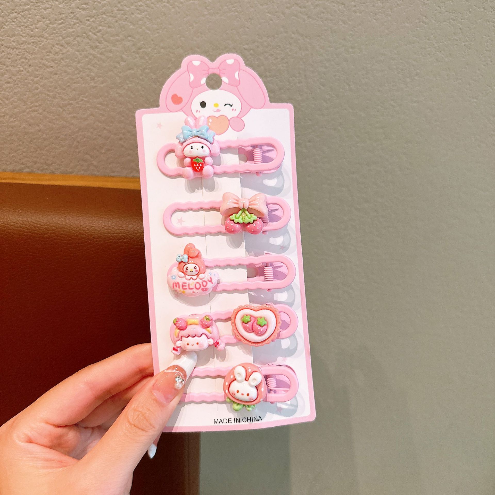 Hermosas galletas de pelo de dibujos animados Kulomi niñas galletas de pelo de niñas joyas para el pelo de bebés laterales pinzas de frangeo amor