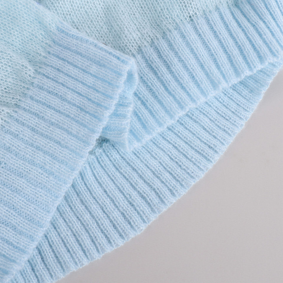 Áo cardigan dệt kim nữ cổ chữ V dáng rộng mỏng nhẹ — Màu xanh dương chi tiết 30