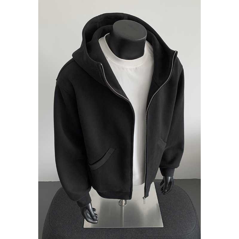 400g Heavyweight Cotton Sweatshirt for Men and Women, Spring and Autumn, American Retro Style, High-End Feel, Oversized Hooded Zip-Up Jacket