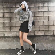 超好看女装连帽宽松韩版小个子春秋短款灰色时尚潮流新款显瘦