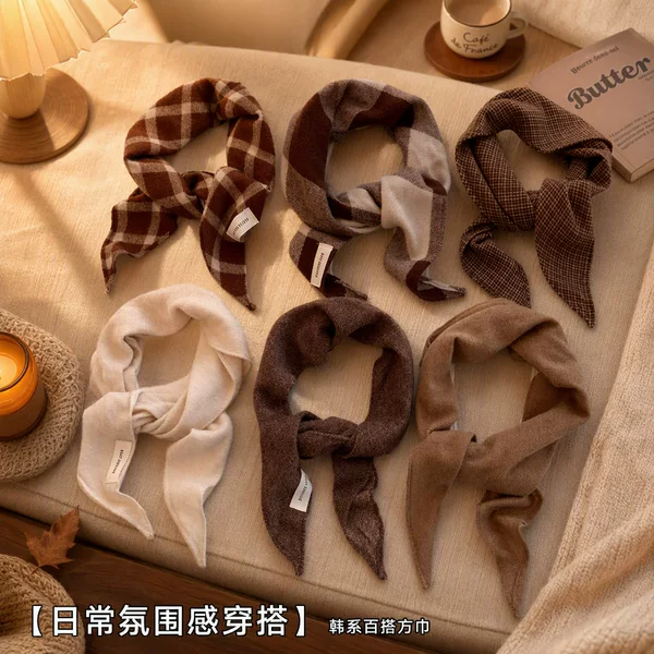 Scarf with a Light Luxury and High-End Feel, Fabric Silk Scarf, Soft and Cozy Scarf for Women, Autumn and Winter Warm Decorative Triangle Scarf, Neck Scarf