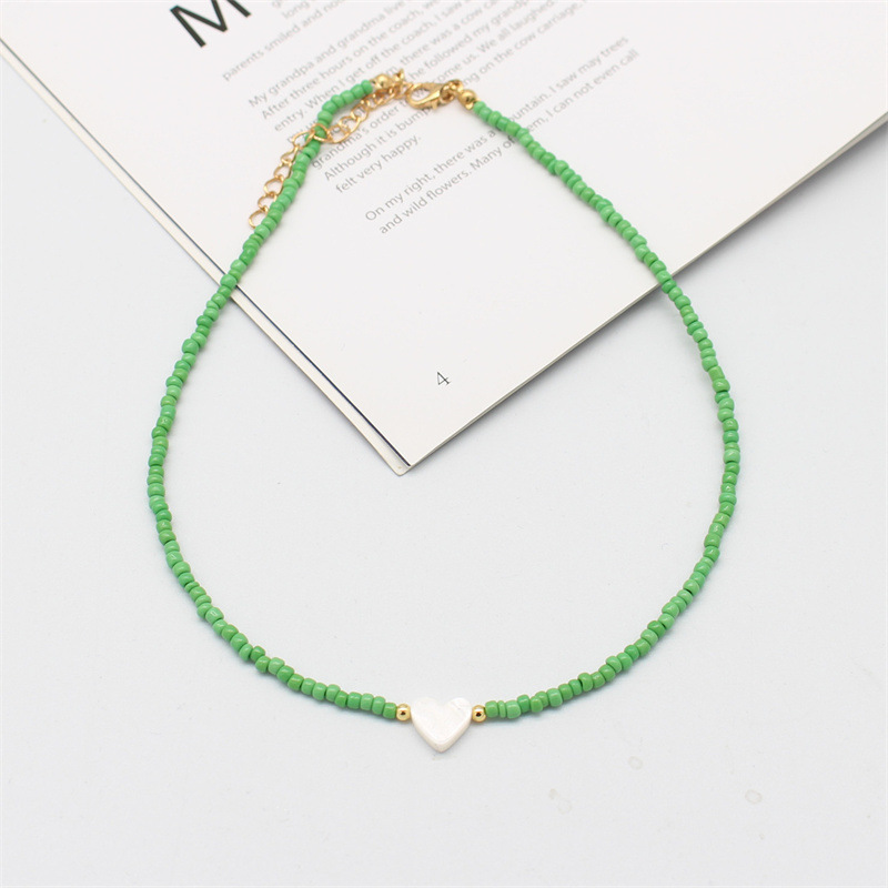 Original Design Heart Shape Beaded Inlaid Shell Womenu0027S Necklace