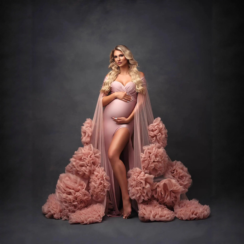 Cross-Border New Product Three-Dimensional Handmade Flower Waist Fishtail Elastic Pregnant Woman Big Belly Photo Dress Photo Photography Cross-Border New Product Three-Dimensional Handmade Flower Waist Fishtail Elastic Pregnant Woman Big Belly Photo Dress Photo Photography