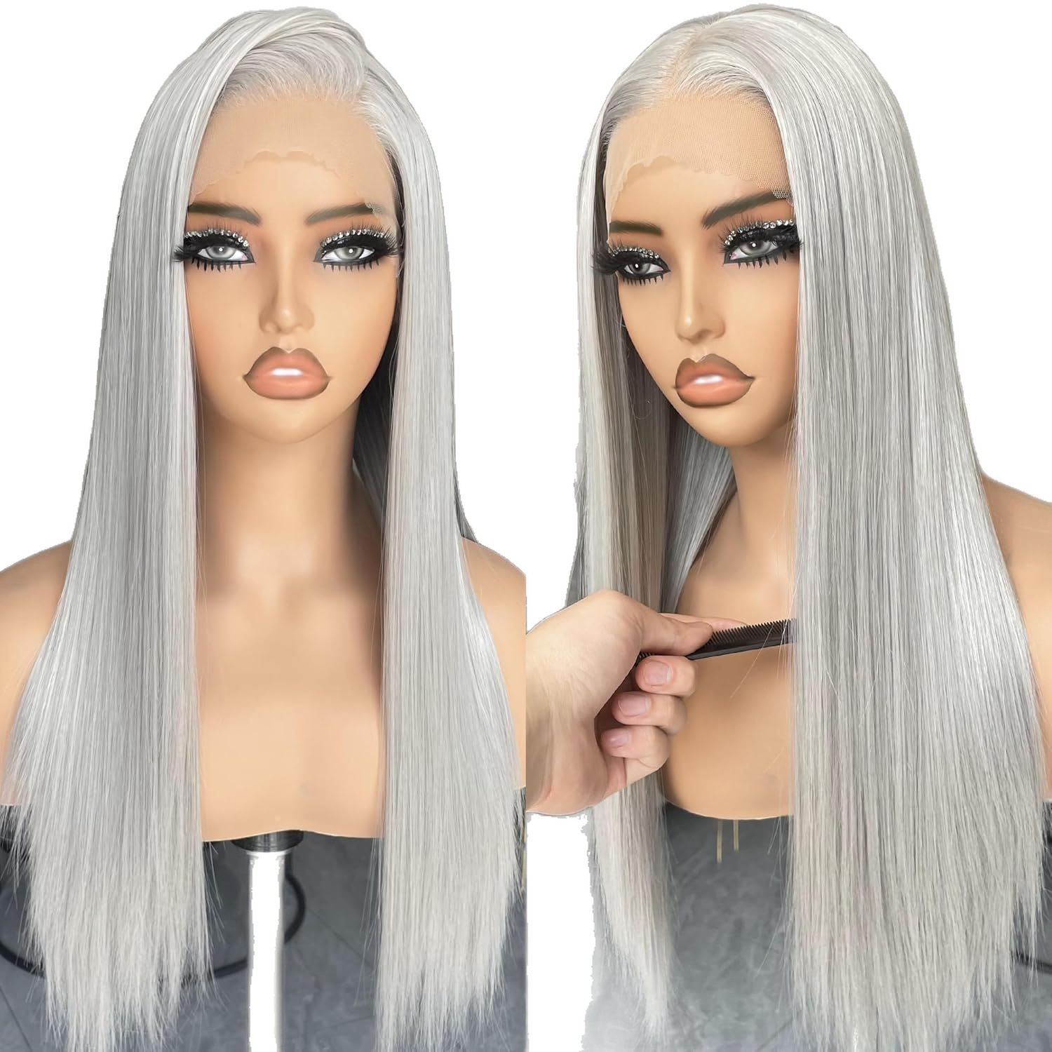 Perruque Synthétique Longue Lisse En Dentelle Style Africain_voghion.com