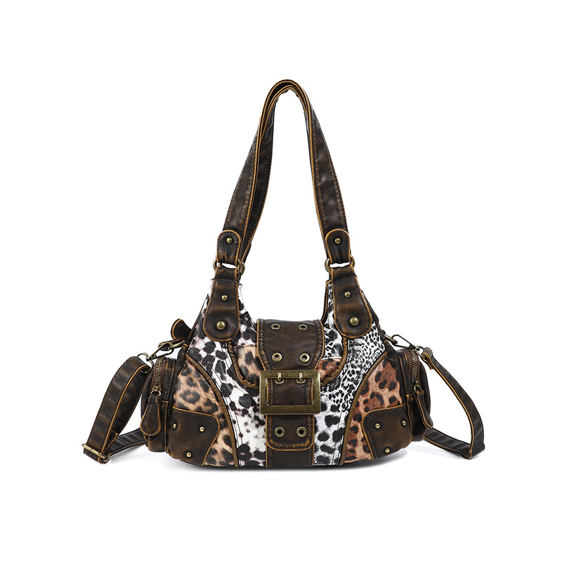 2026 primavera y verano damas Y2k leopardo lavado bolso especial multifuncional bolso de hombro europeo y americano de moda bolso portátil