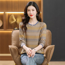 2025秋新款年轻妈妈圆领打底衫毛衣长袖宽松休闲女装针织衫上衣