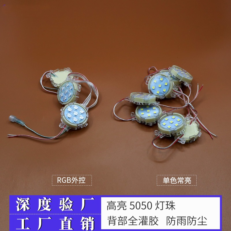 Fuente de luz puntual LED a todo color marquesina colorida RGB letrero borde control interno programación control externo burbuja de bola impermeable 5 cm