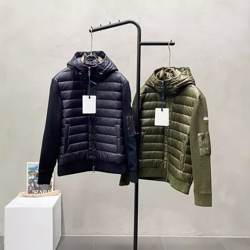 24新品羽绒服 时尚连帽拼接针织袖羽绒外套 蒙m家短款私域货源|undefined
