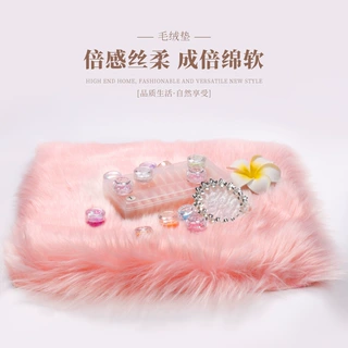 网红ins风美甲拍照道具摆拍工具美甲网纱毛毛垫子毛绒直播展示布