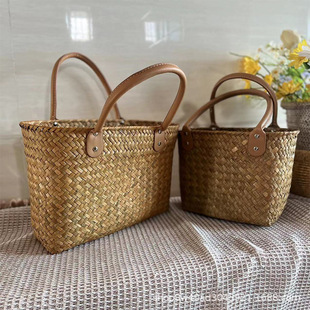 Mid-autumn moon cake packing box Teacher's Day gift basket Dragon Boat Festival hand-woven basket holiday beach collection bag