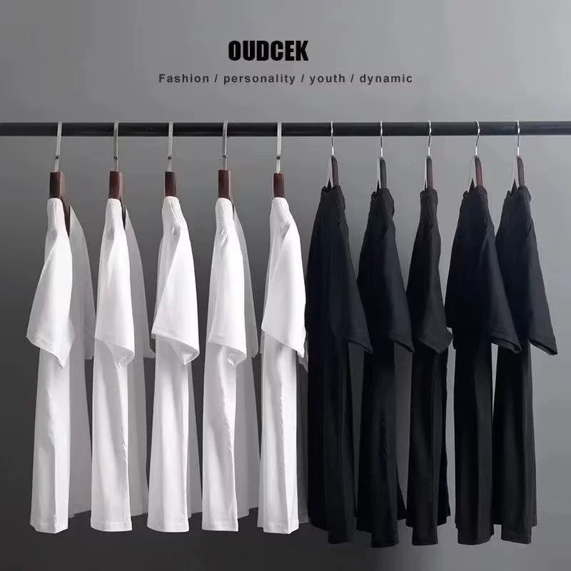 260-граммовая хлопковая футболка с короткими рукавами мужская летняя свободная большая сумка с принтом полукрукавов простой сплошной цвет мужской пятицентный рукав