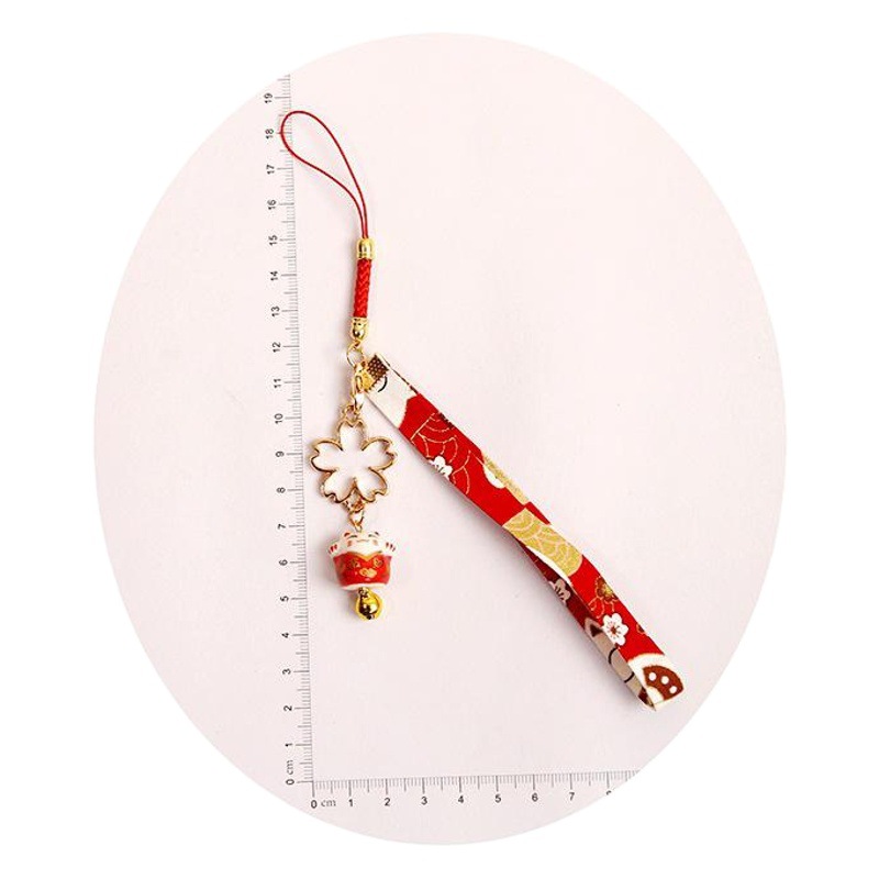 2020 japonés gato campana flor luz oro teléfono móvil cadena teléfono móvil colgante buena suerte colgante U disco colgante