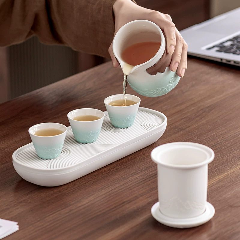 Портативный набор чая для путешествий, керамический чайник для кемпинга с гравировкой, подарок на день рождения