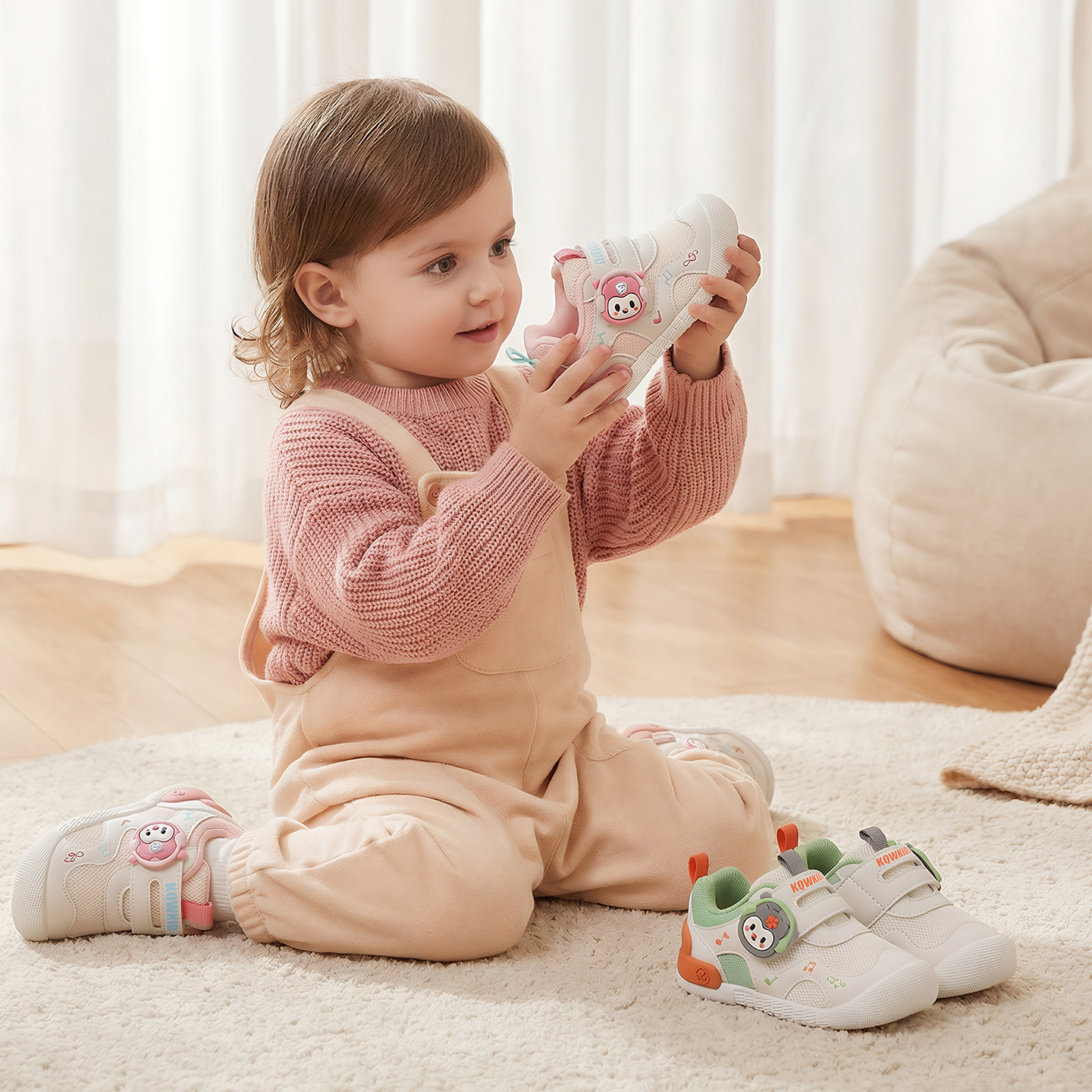 Zapatos infantiles para bebés niñas 2026 primavera y otoño nuevos zapatos funcionales de suela blanda zapatos para niños zapatos clave para bebés transpirables
