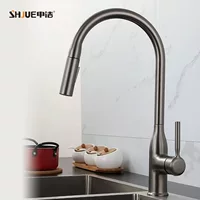 Кухонный смеситель, полностью медный, выдвижной, с бутылочным аэратором, повышенная мощность, универсальный, телескопический, поворотный для горячей и холодной воды