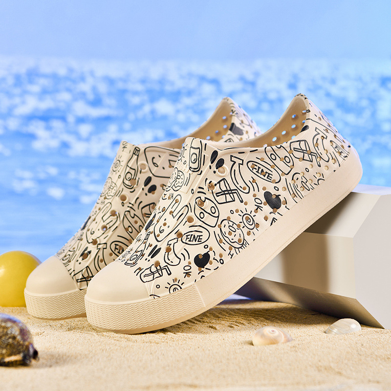 Summer Heron Luxury LUCHI Hole Shoes Couple Graffiti Men's and Women's Casual Baotou Wading Outdoor Beach Breathable Sandals