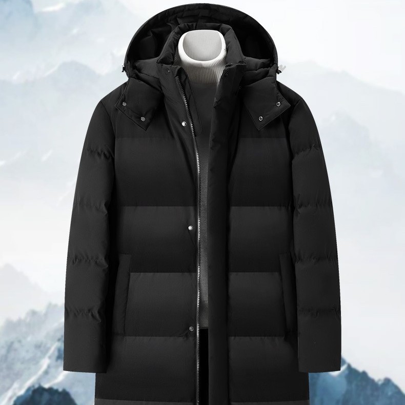 Extra-long removable hood windproof and cold-resistant cotton jacket, windproof, waterproof, anti-static, graphene