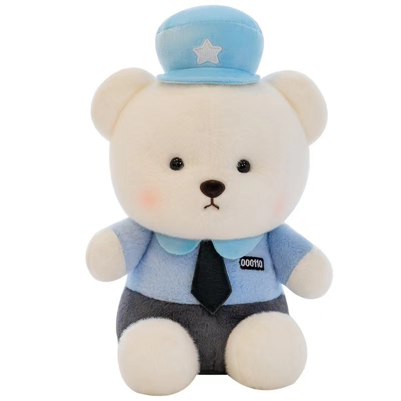 Nueva policía de tráfico oso muñeca policía Teddy oso muñeca de peluche de 8 pulgadas agarrar muñeca uniforme oso lote