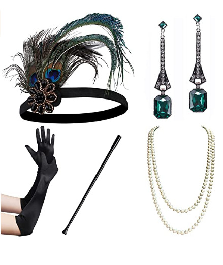 Década de 1920 mascarada cabeza desgaste negro pluma tocado femenino europeo y americano Gatsby diadema de pluma de fiesta única