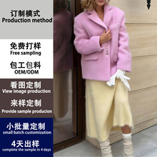 时尚宽松翻领欧美跨境女秋冬毛绒外套女2025优雅显瘦女士厚款外套