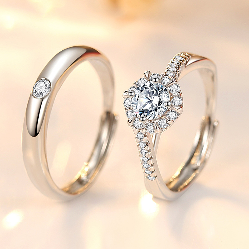 Casual Couple Rings, Men's and Women's Wedding Rings, Open Wedding Ring Photography Props, Couple Rings with Double Arms