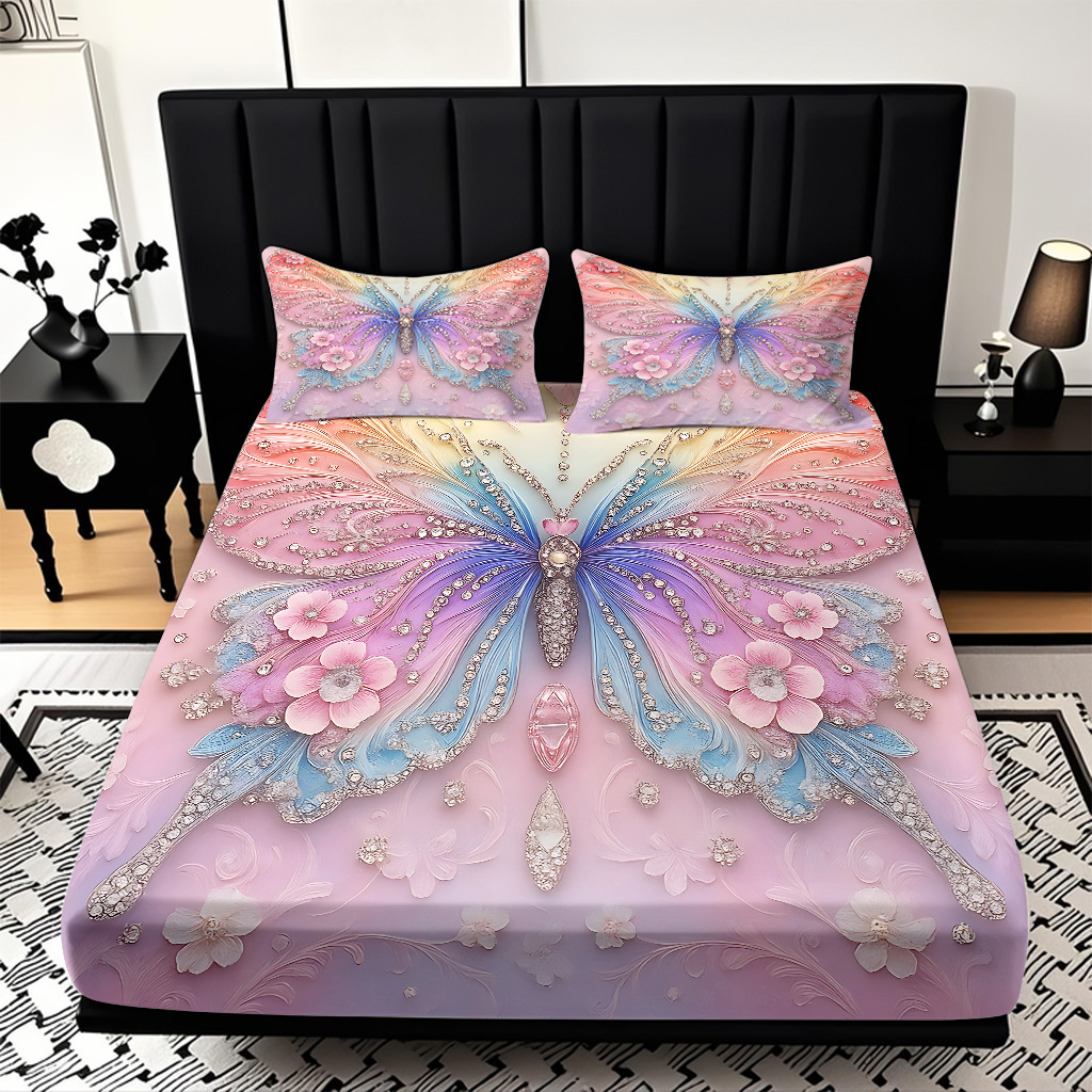 TEMU / JIT cama abrasiva Kits de almohada mariposa de color impresión digital 3D fuente de ropa de cama fabricantes