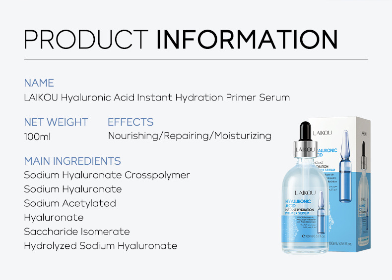 LAIKOU Hyaluronic Acid Essence Base Liquid 100ml Hydrating and Moisturizing Skin Care Essence Cross-border Wholesale undefined