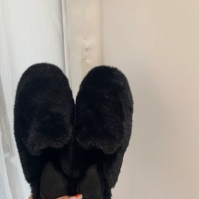 Баотоу половинная тапочка женская внешняя одежда noto 2024 осень и зима новая шерстяная обувь женская плоская обувь Мюллер