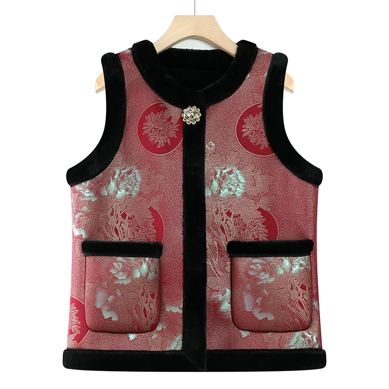 Мама средних лет осенью и зимой новый бархатный толстый жилет