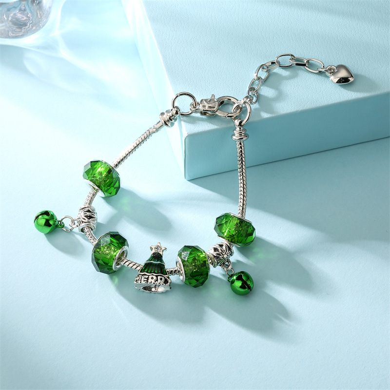 Popular europeo y americano de aleación de cuentas de cristal ajustable electrochapado Santa Claus pulsera de Navidad fabricante en stock