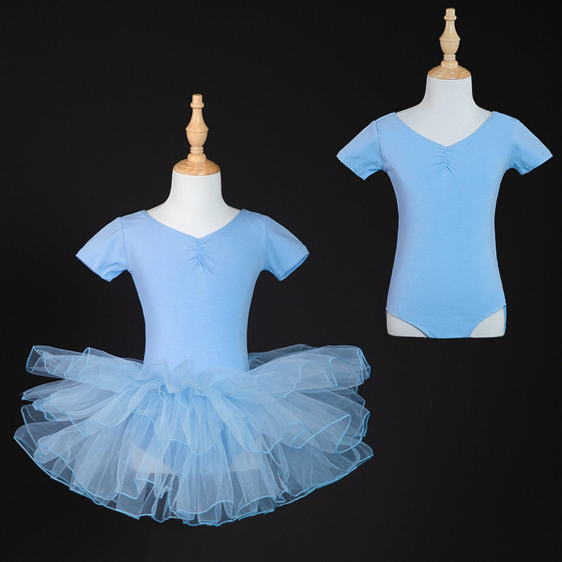 跳舞衣芭蕾舞裙幼儿艺考中国舞服儿童舞蹈服女童练功服体操服短袖|undefined