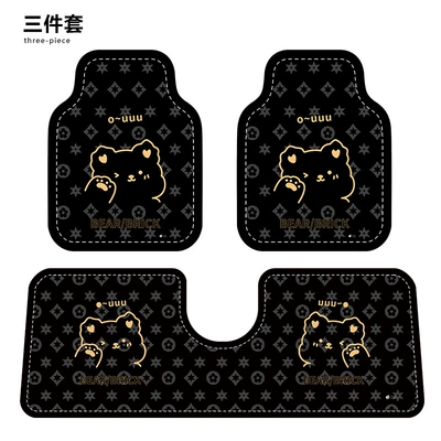 Car Floor Mats, Universal Main Driver's Car Mats, Non-Slip Foot Mats, Easy to Clean Car Mats, Special Car Anti-Dirty Floor Mats (Car Carpet) - black-gold-line-bear-three-piece-set-front-x2-rear-length-x1