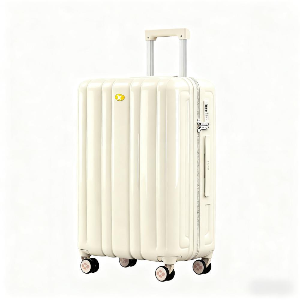 Vali nhựa PC 20 inch họa tiết sọc dọc cổ điển, chống trầy xước, chịu lực tốt — màu đen