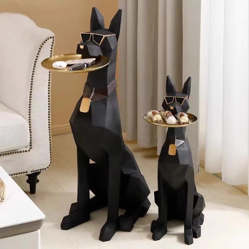 Floor-Standing Tray Dog Figurine Nordic Living Room Tv Cabinet Sofa Decoration Housewarming Gift Light Luxury Style Handmade