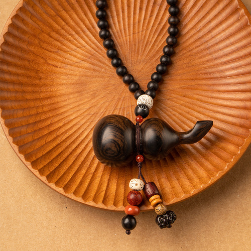 Ebony gourd car rearview mirror pendant road protection Fulu short car interior decoration ebony pendant pendant gift