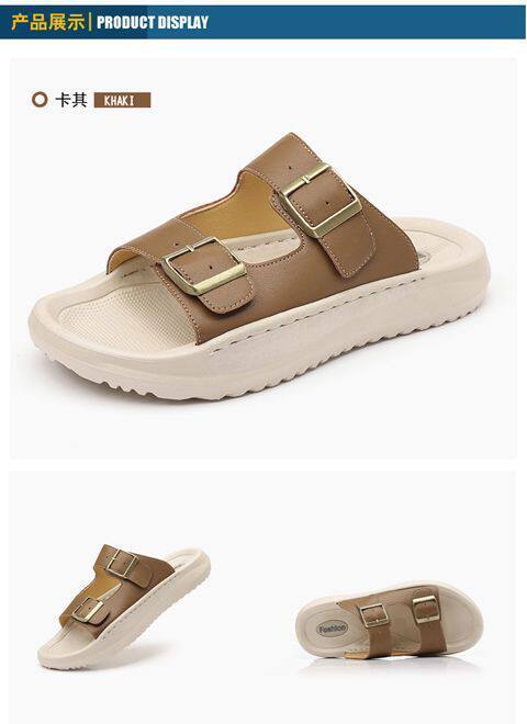 Dép sandal nam quai ngang đục lỗ kiểu La Mã, đế bằng 2 cm, thoáng khí — Màu nâu, màu đen chi tiết 19