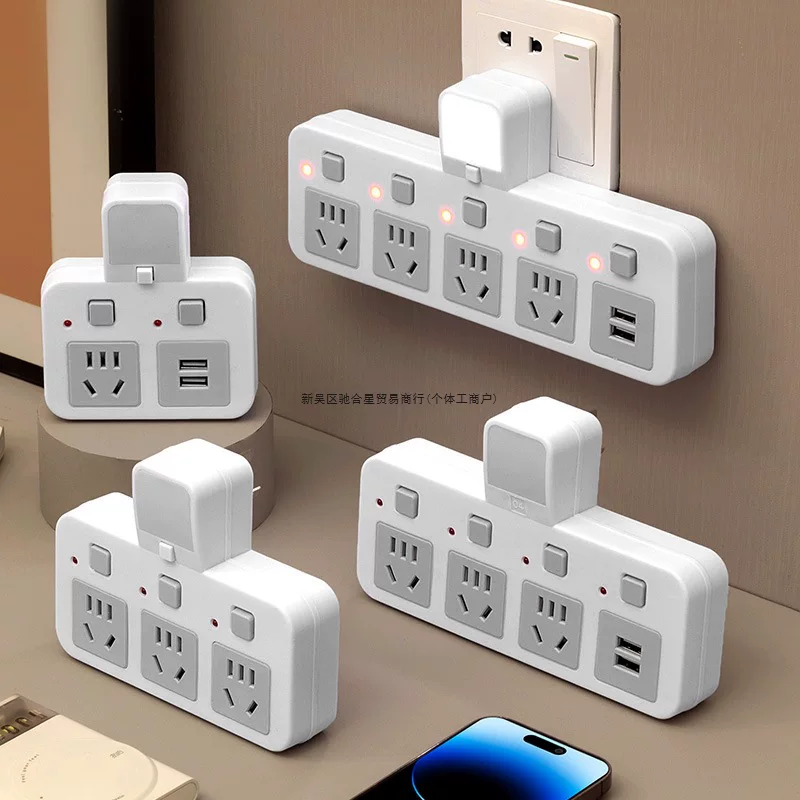 Новая розетка-конвертер с одной в несколько гнёзд, USB, ночник, независимый выключатель, рядная удлинительная планка для дома
