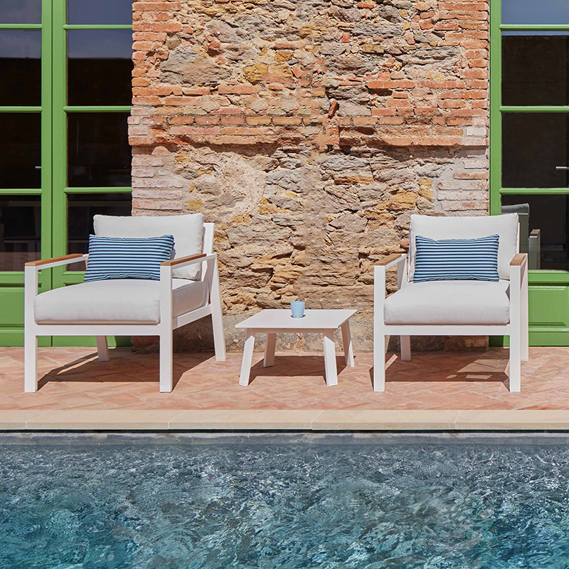 patio exterior teca sofá al aire libre diseño de ocio hotel villa jardín anticorrosión madera sólida combinación de muebles residenciales image 3
