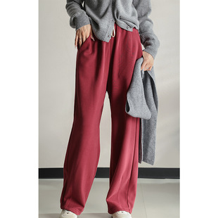 Soft warm fleece-lined thick color sweatpants narrow wide leg cotton feel multi-color one winter# MD123889-04
