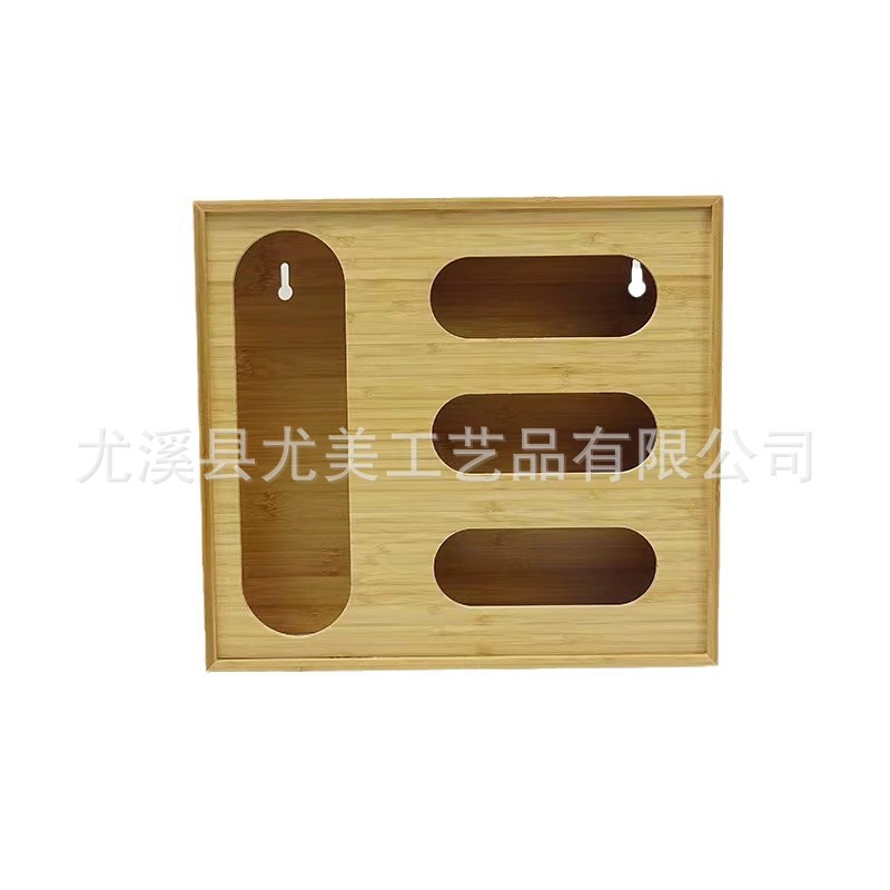 Creativa caja de envoltura de plástico de bambú y madera caja de almacenamiento de bolsa ziplock caja de papel de aluminio cortador caja de bambú integral al por mayor