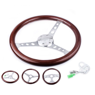 Car Modification Parts Solid Wood Steering Wheel 15 Inches 380mm 6-Hole Peach Wood Vintage Car Steering Wheel Dropshipping