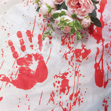 亚马逊跨境血手印数码印花40D平布万圣节鬼屋装饰桌布拍摄背景布